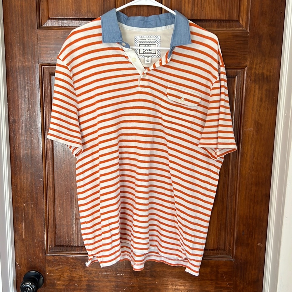 Jos. A. Bank Men's Polo Shirt Orange Stripes